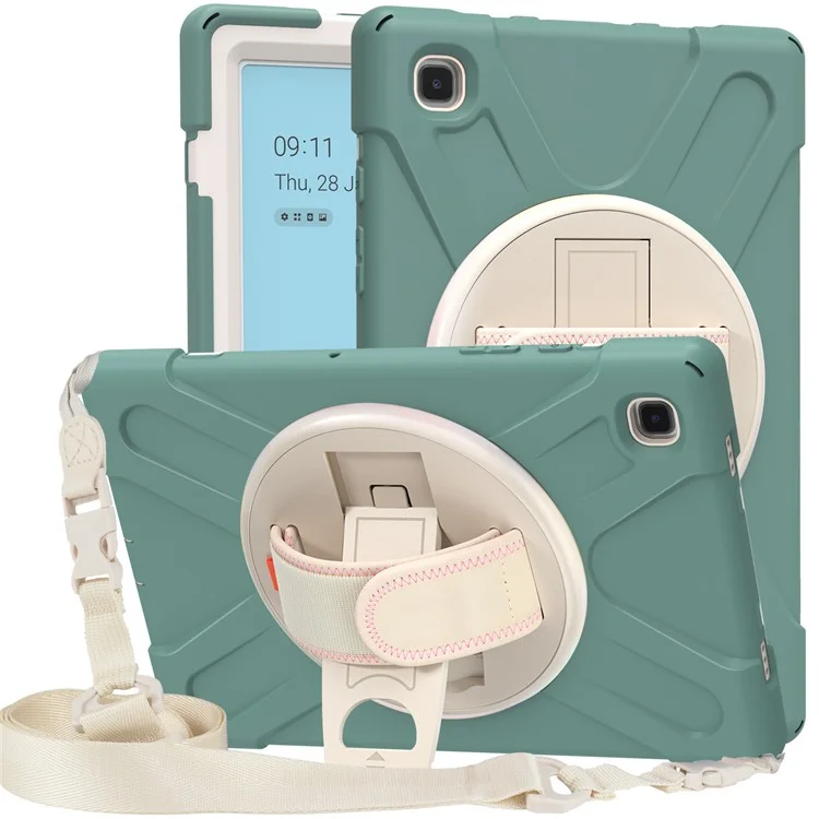 Tablet Cover + Strap + Kickstand with Colorful Rainbow for Samsung Galaxy Tab A7 10.4 (2020) / (2022) T500 / T505 / T507 / T505N - Dark Green