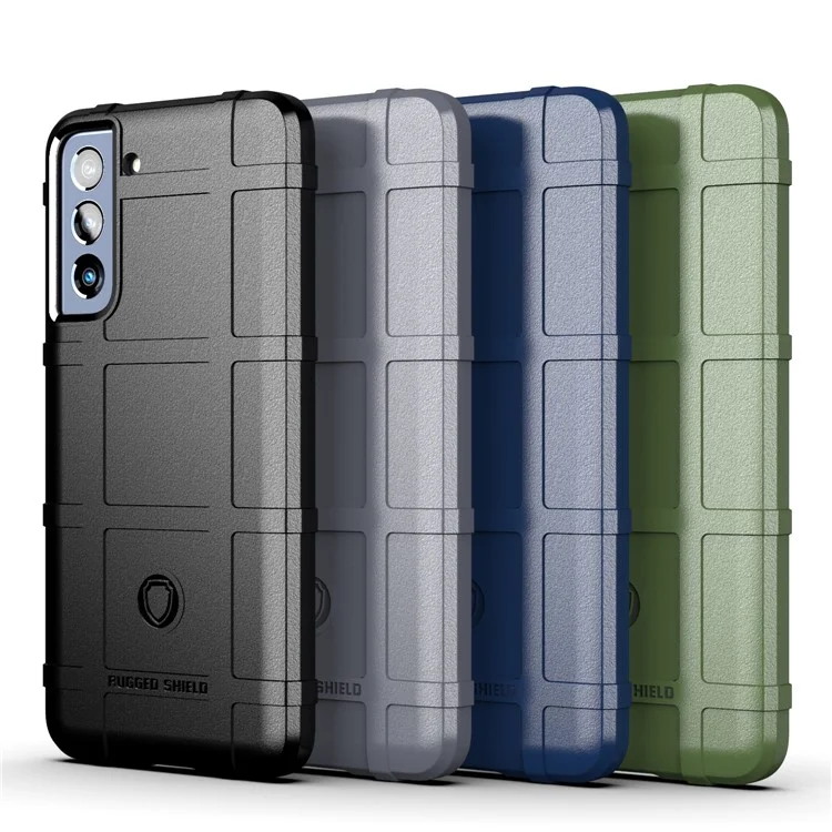 Stoßfestes robustes quadratisches Gittertextur-TPU-Backcover für Samsung Galaxy S21 FE/S21 Fan Edition - Schwarz