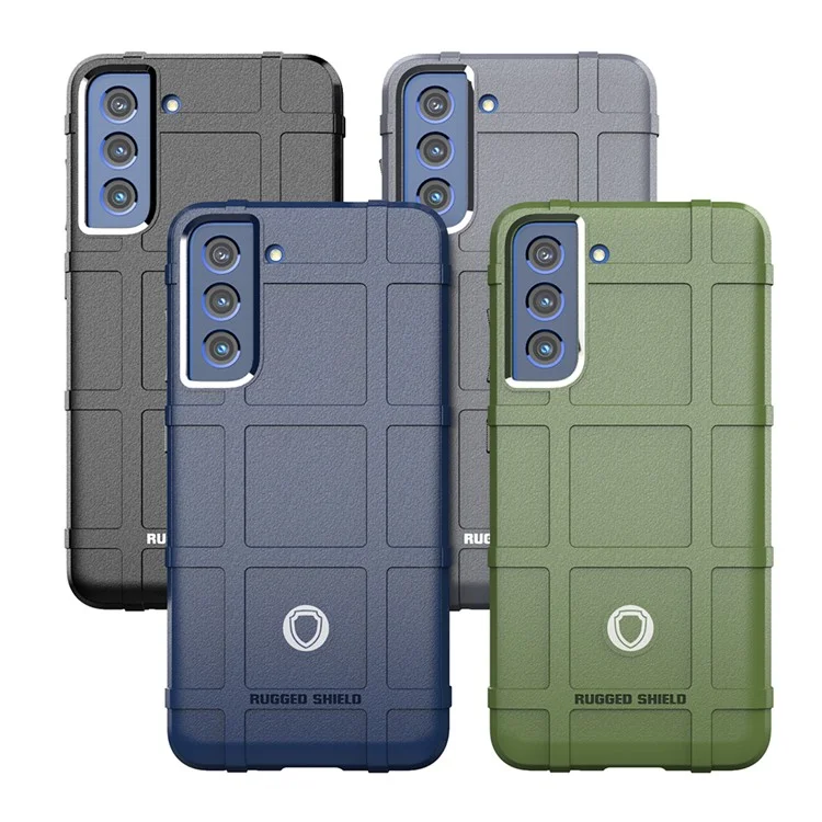Stoßfestes robustes quadratisches Gittertextur-TPU-Backcover für Samsung Galaxy S21 FE/S21 Fan Edition - Schwarz
