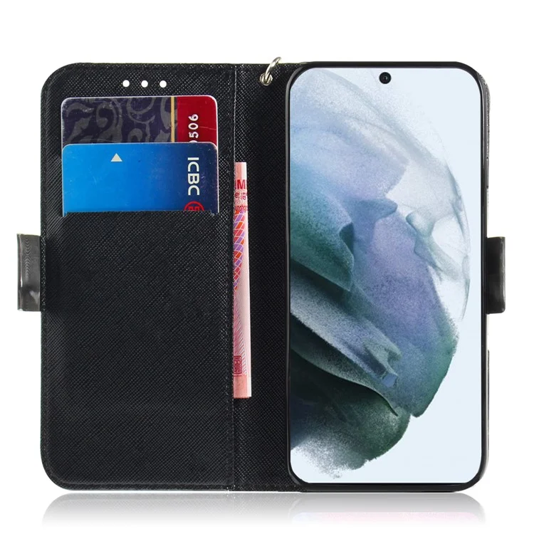 Light Spot Decor Pattern Printing Wallet Stand Leather Case with Strap for Samsung Galaxy S21 FE/S21 Fan Edition - Mandala Flower