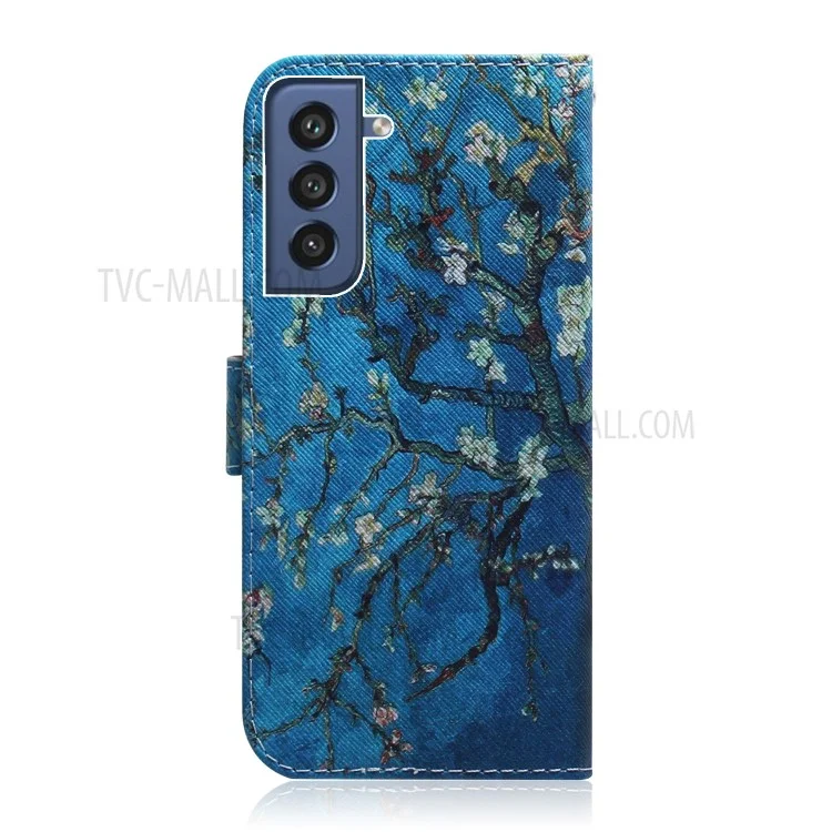 Pattern Printing Wallet Leather Case for Samsung Galaxy S21 FE/S21 Fan Edition - Flower Branches