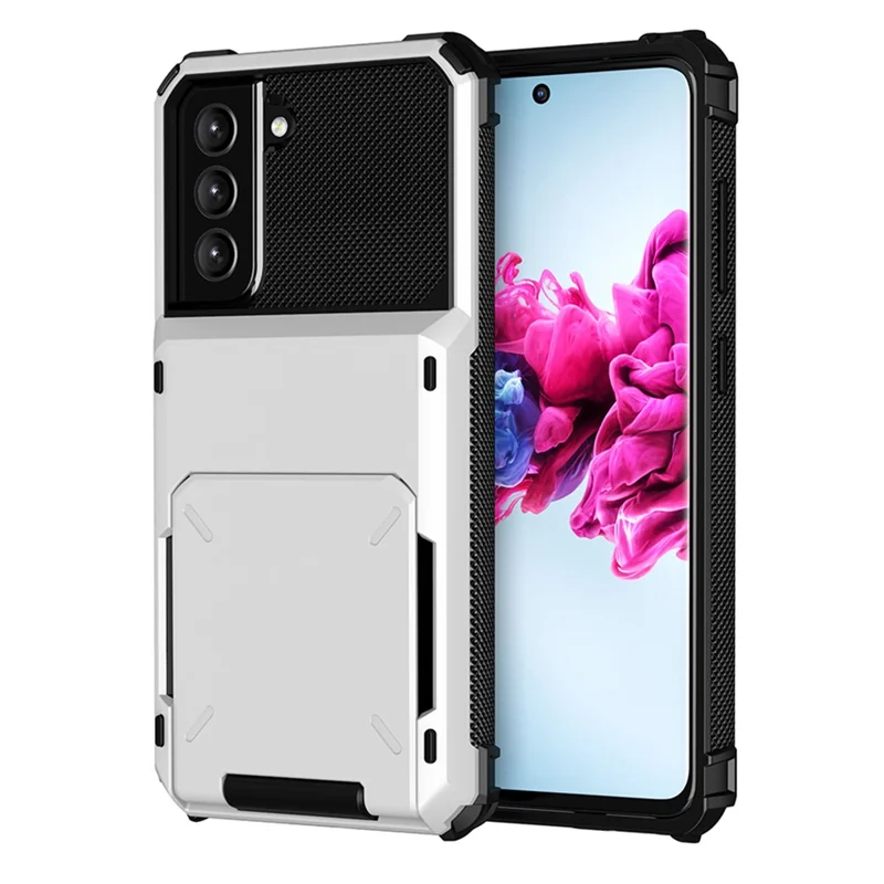 Folio Flip TPU+PC Hybrid Phone Shell für Samsung Galaxy S21 FE - Weiß