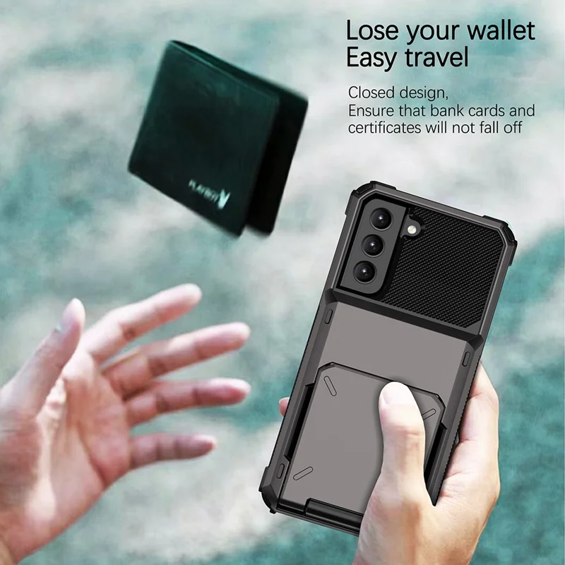 Folio Flip TPU+PC Hybrid Phone Shell für Samsung Galaxy S21 FE - Weiß