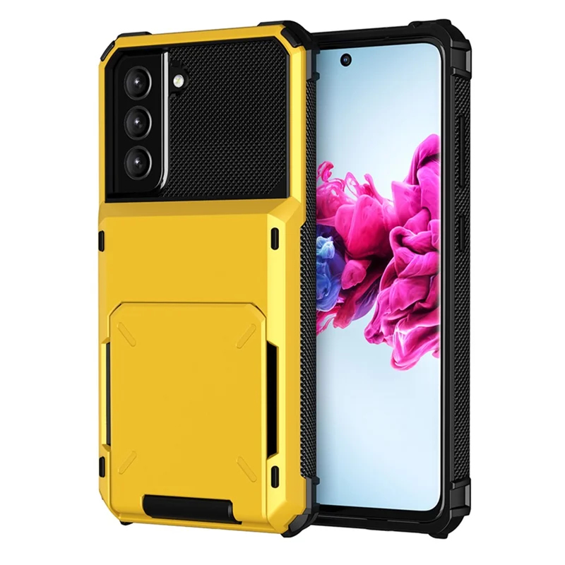 Folio Flip TPU+PC Hybrid Phone Shell for Samsung Galaxy S21 FE - Yellow