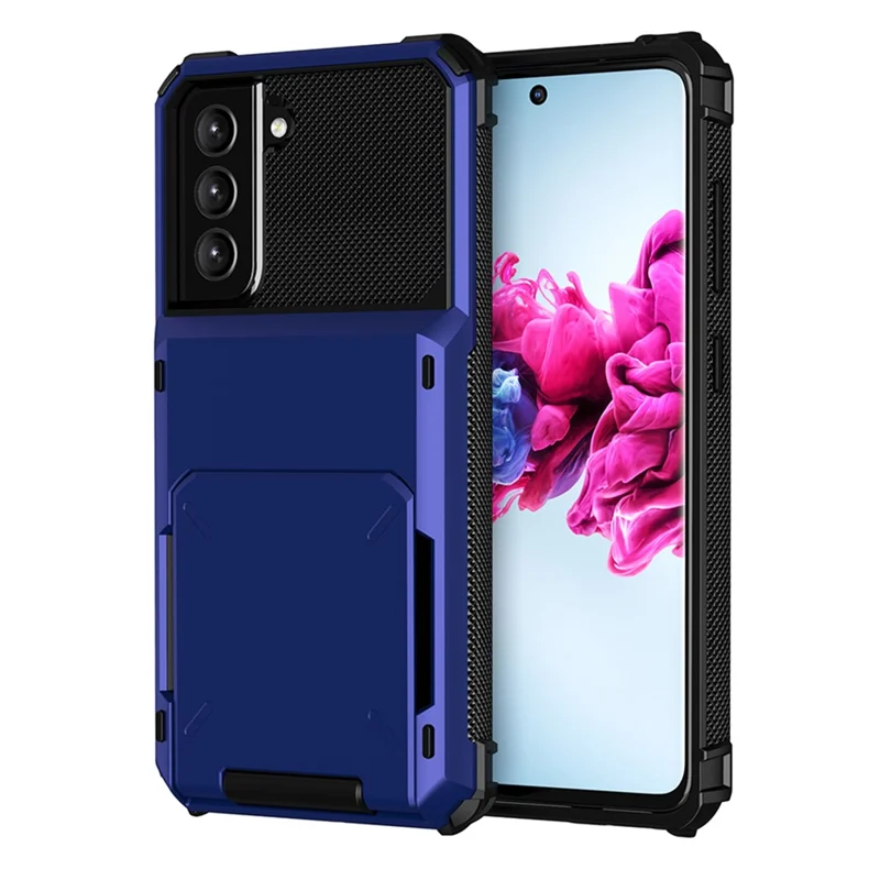 Folio Flip TPU+PC Hybrid Handyhülle für Samsung Galaxy S21 FE - Blau