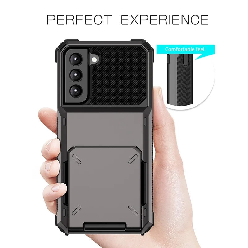 Folio Flip TPU+PC Hybrid Handyhülle für Samsung Galaxy S21 FE - Blau