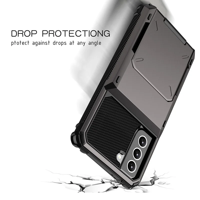 Folio Flip TPU+PC Hybrid Handyhülle für Samsung Galaxy S21 FE - Blau
