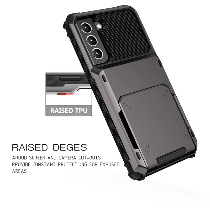 Folio Flip TPU+PC Hybrid Handyhülle für Samsung Galaxy S21 FE - Blau