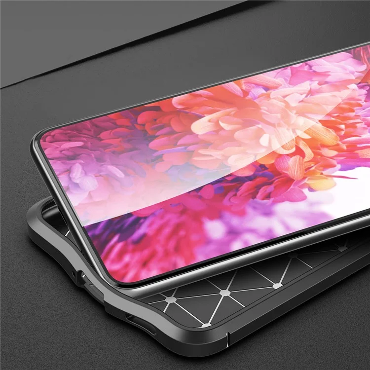 Flexibles TPU Litchi-Textur-Handy-Rückseiten-Hülle für Samsung Galaxy S21 FE - Schwarz