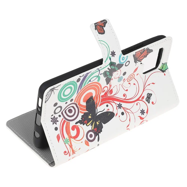 Patrón De Impresión De Protección Completa Wallet Design Soporte De Cuero Funda Protectora Con Soporte Para Samsung Galaxy A22 4G (versión De La UE) - Mariposa Colorida