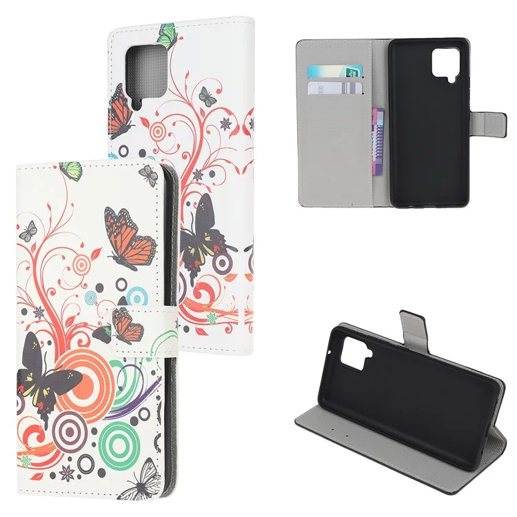 Patrón De Impresión De Protección Completa Wallet Design Soporte De Cuero Funda Protectora Con Soporte Para Samsung Galaxy A22 4G (versión De La UE) - Mariposa Colorida
