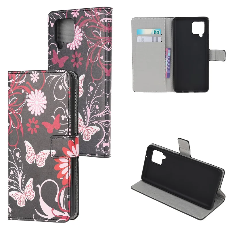 Pattern Printing Full Protection Wallet Design Leather Stand Protective Case with Stand for Samsung Galaxy A22 4G (EU Version) - Butterfly