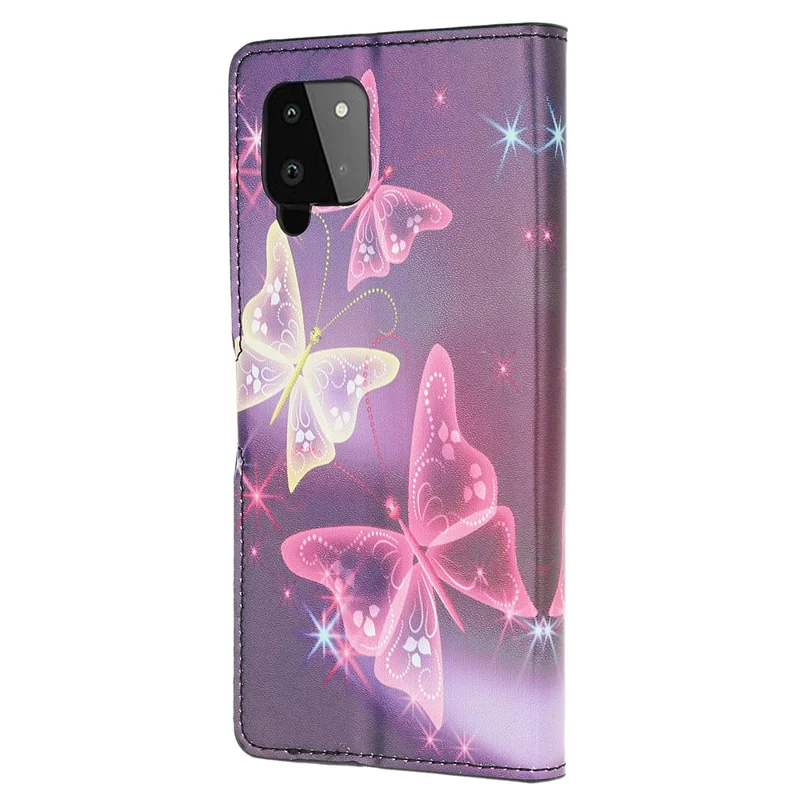 Pattern Printing Full Protection Wallet Design Leather Stand Protective Case with Stand for Samsung Galaxy A22 4G (EU Version) - Sparkle Butterfly