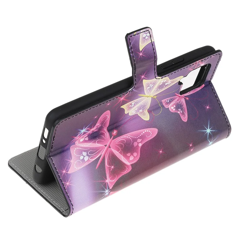 Pattern Printing Full Protection Wallet Design Leather Stand Protective Case with Stand for Samsung Galaxy A22 4G (EU Version) - Sparkle Butterfly
