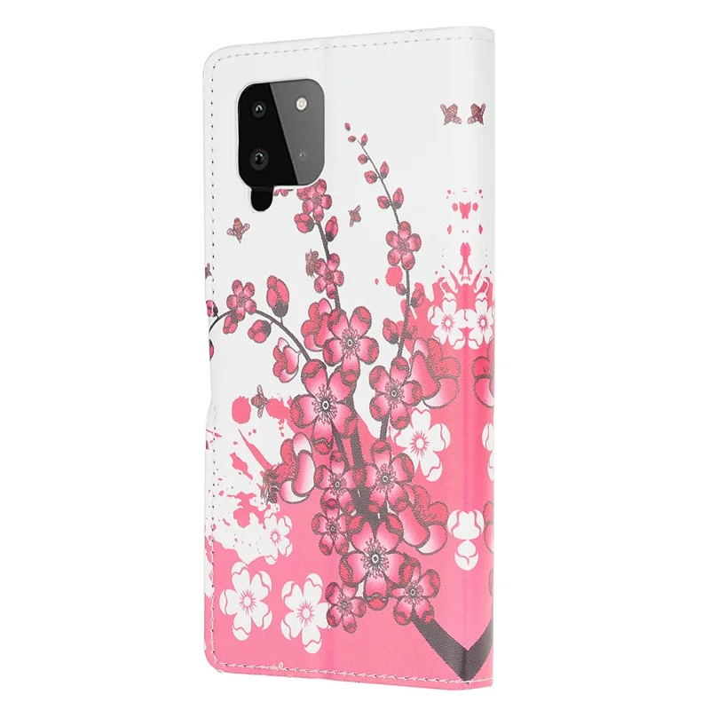 Pattern Printing Full Protection Wallet Design Leather Stand Protective Case with Stand for Samsung Galaxy A22 4G (EU Version) - Plum Blossom
