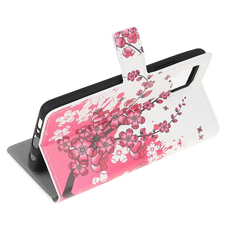 Pattern Printing Full Protection Wallet Design Leather Stand Protective Case with Stand for Samsung Galaxy A22 4G (EU Version) - Plum Blossom