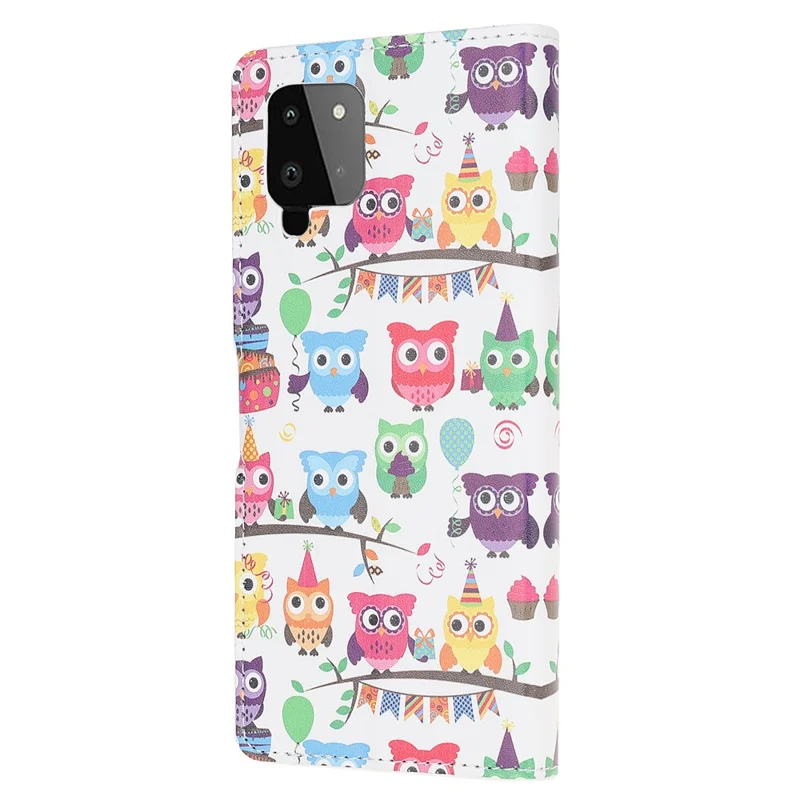 Pattern Printing Full Protection Wallet Design Leather Stand Protective Case with Stand for Samsung Galaxy A22 4G (EU Version) - Owls Sticker