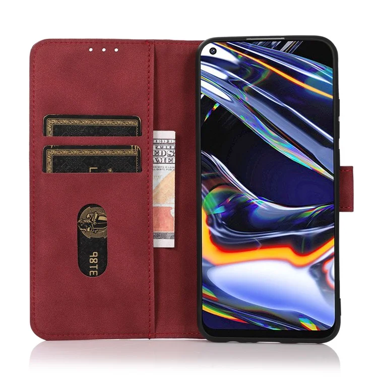 Lint Texture Leather Wallet Case for Samsung Galaxy A22 5G (EU Version) - Red