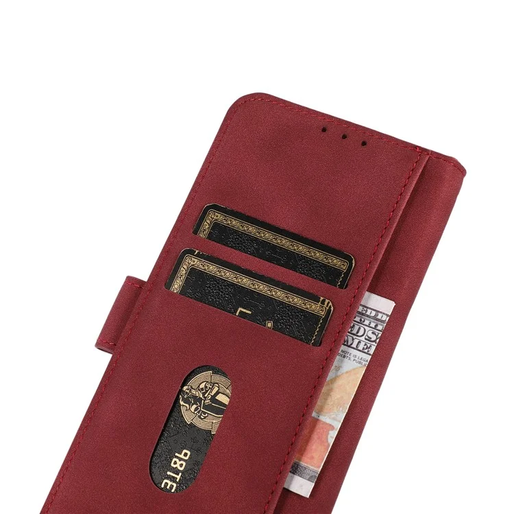 Lint Texture Leather Wallet Case for Samsung Galaxy A22 5G (EU Version) - Red