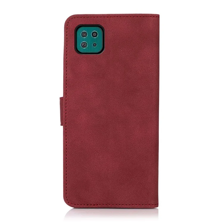 Lint Texture Leather Wallet Case for Samsung Galaxy A22 5G (EU Version) - Red
