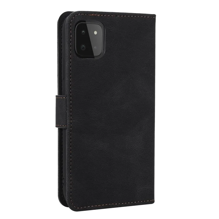 Cubierta de Casa PU PU Case de Cuero PU Cubierta Protector Para Samsung Galaxy A22 5G (versión de la Ue) - Negro