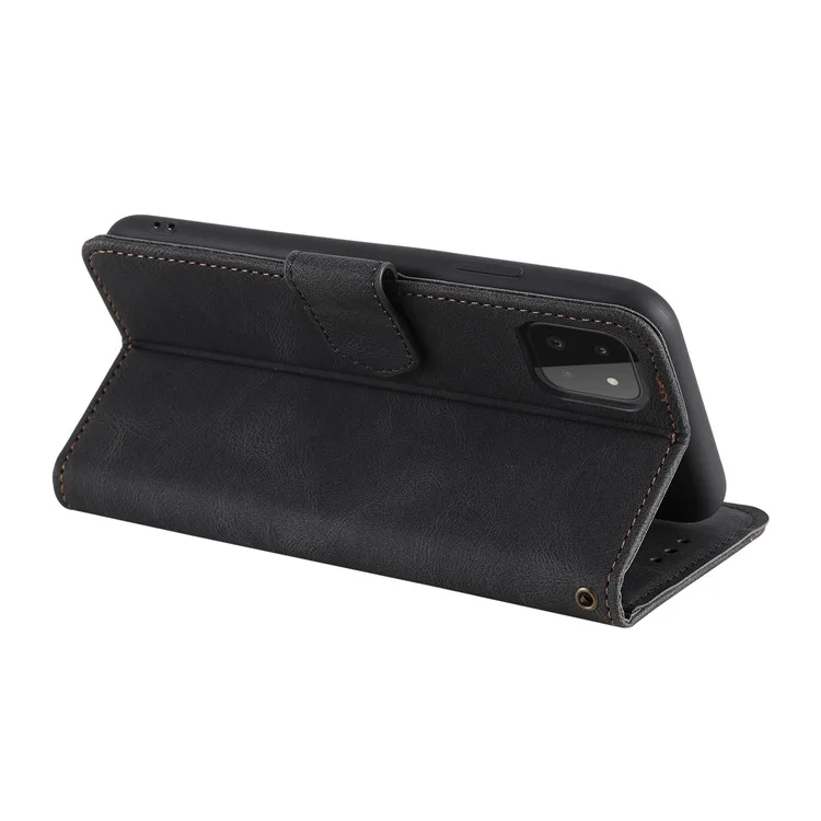 Cubierta de Casa PU PU Case de Cuero PU Cubierta Protector Para Samsung Galaxy A22 5G (versión de la Ue) - Negro