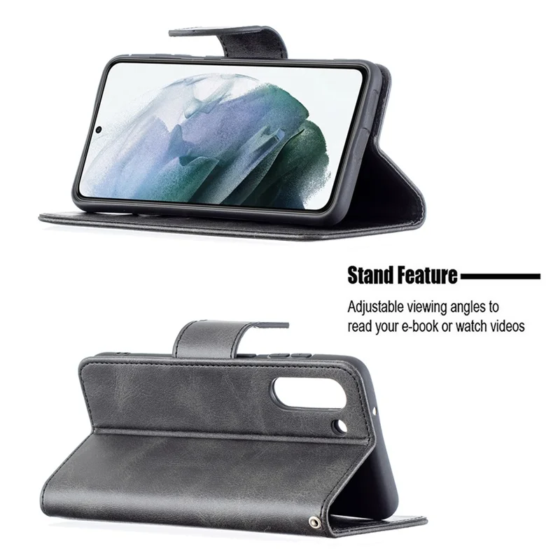 Skyddsfodral med plånbok, ställfunktion och PU-läder för smartphone, svart – till Samsung Galaxy S21 FE 5G