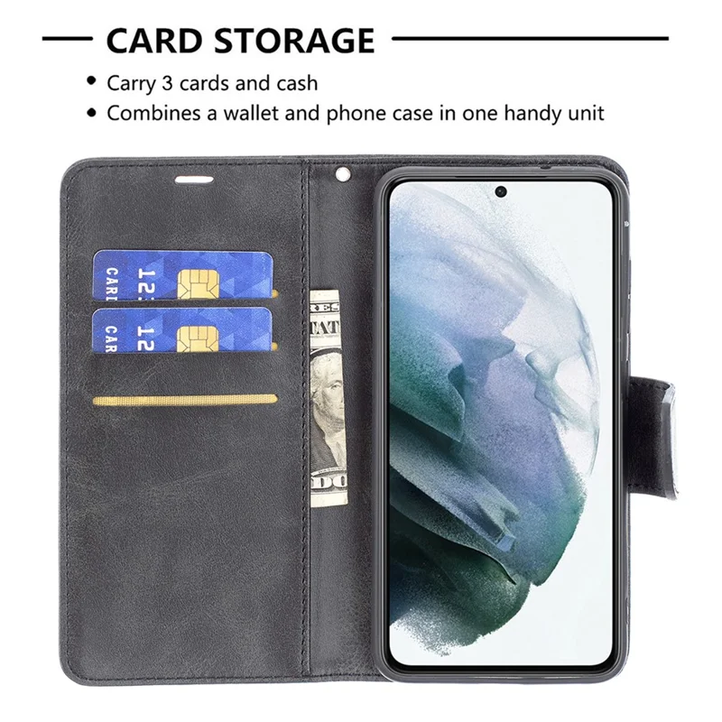 Skyddsfodral med plånbok, ställfunktion och PU-läder för smartphone, svart – till Samsung Galaxy S21 FE 5G