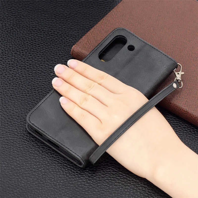 Skyddsfodral med plånbok, ställfunktion och PU-läder för smartphone, svart – till Samsung Galaxy S21 FE 5G