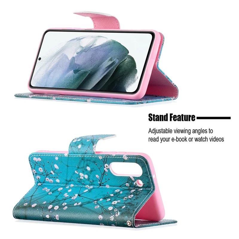 Full Protection Hot Style Magnetic Leather Wallet Case with Pattern Printing for Samsung Galaxy S21 FE 5G - Wintersweet