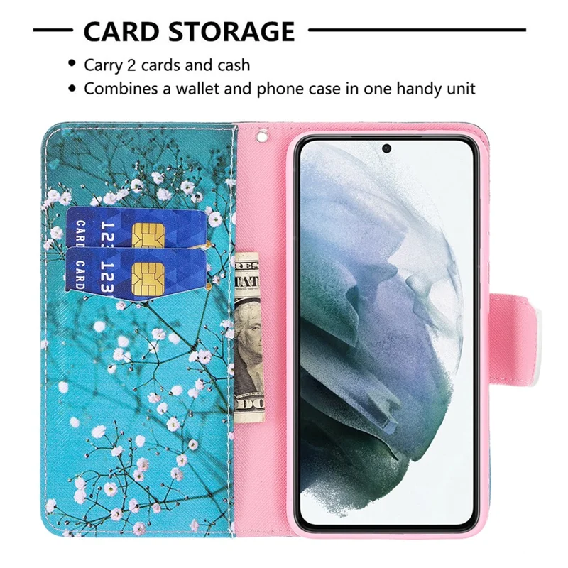 Full Protection Hot Style Magnetic Leather Wallet Case with Pattern Printing for Samsung Galaxy S21 FE 5G - Wintersweet