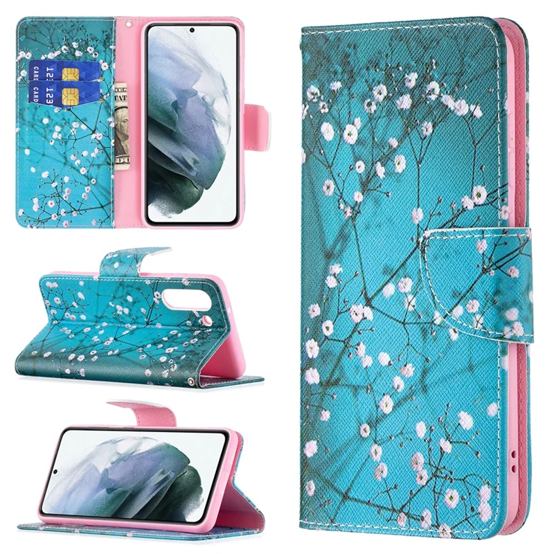 Full Protection Hot Style Magnetic Leather Wallet Case with Pattern Printing for Samsung Galaxy S21 FE 5G - Wintersweet