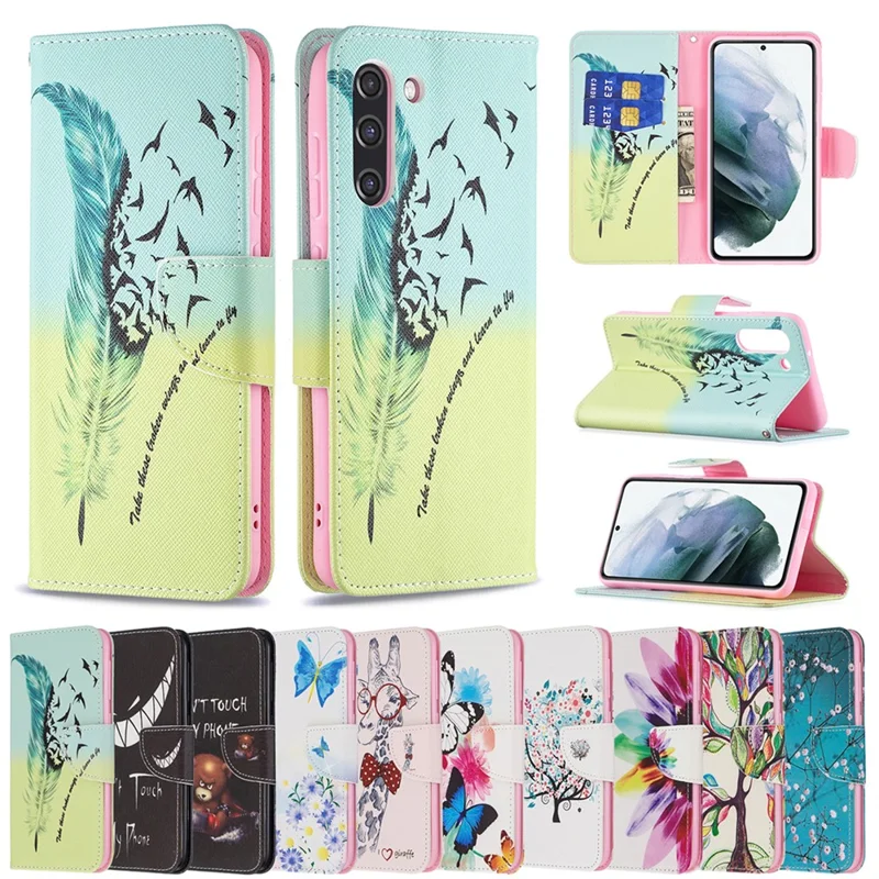 Full Protection Hot Style Magnetic Leather Wallet Case with Pattern Printing for Samsung Galaxy S21 FE 5G - Wintersweet