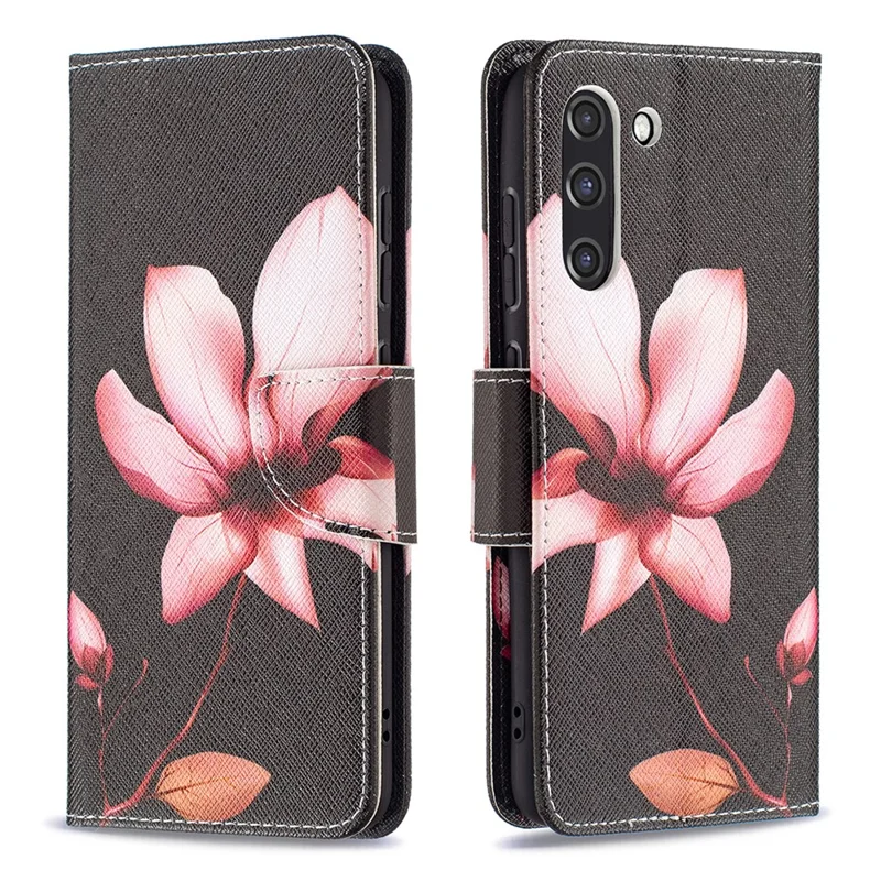 Wallet Design Pattern Printing Full Protection Leather Stand Cover Case for Samsung Galaxy S21 FE 5G - Vivid Flower