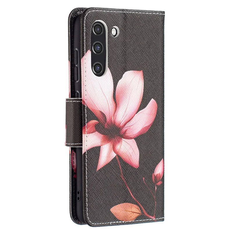 Wallet Design Pattern Printing Full Protection Leather Stand Cover Case for Samsung Galaxy S21 FE 5G - Vivid Flower
