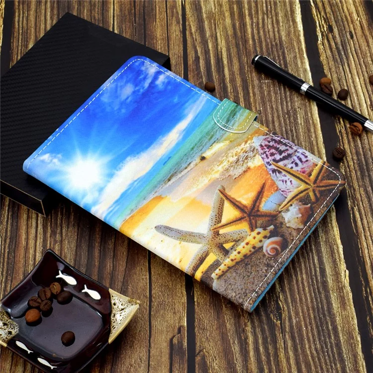 Custodia per Tablet in Pelle per Samsung Galaxy Tab A7 Lite T220 / T225 - Starfish, con Motivo a Stampa