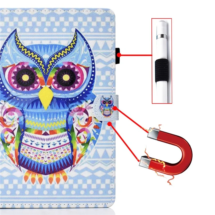 Pattern Printing Design Leather Full Protection Tablet Case for Samsung Galaxy Tab A7 Lite T220 / T225 - Colorful Owl