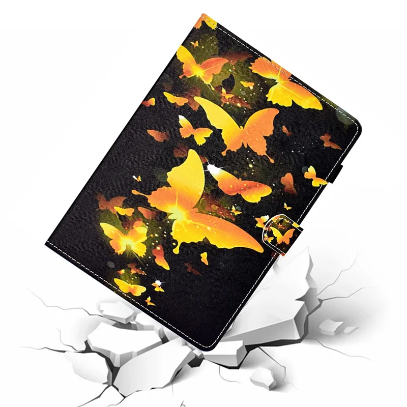 Pattern Printing Design Leather Full Protection Tablet Case for Samsung Galaxy Tab A7 Lite T220 / T225 - Gold Butterfly