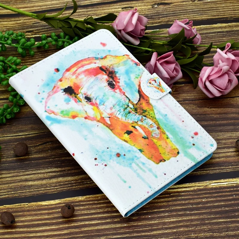 Pattern Printing Design Leather Full Protection Tablet Case for Samsung Galaxy Tab A7 Lite T220 / T225 - Elephant