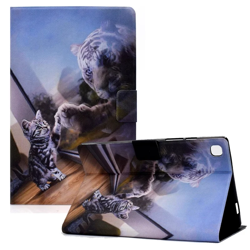 Pattern Printing Design Leather Tablet Case for Samsung Galaxy Tab A7 Lite 8.7-inch T220 / T225 - Cat and Tiger