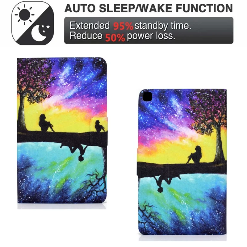 Pattern Printing Design Leather Tablet Case for Samsung Galaxy Tab A7 Lite 8.7-inch T220 / T225 - Tree and Girl