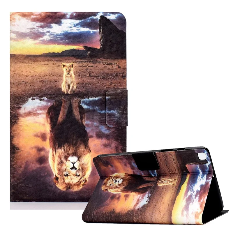 Pattern Printing Design Leather Tablet Case for Samsung Galaxy Tab A7 Lite 8.7-inch T220 / T225 - Lion and Sky