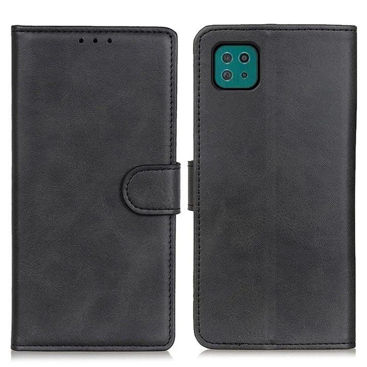 PU Leather Magnetic Wallet Leather Shell Protective Case for Samsung Galaxy A22 5G (EU Version) - Black
