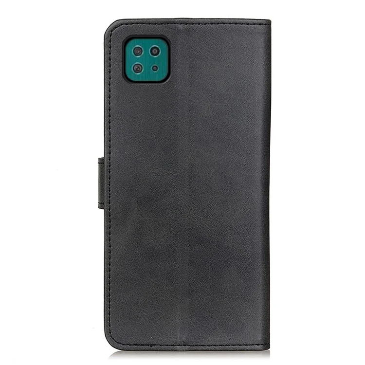 PU Leather Magnetic Wallet Leather Shell Protective Case for Samsung Galaxy A22 5G (EU Version) - Black