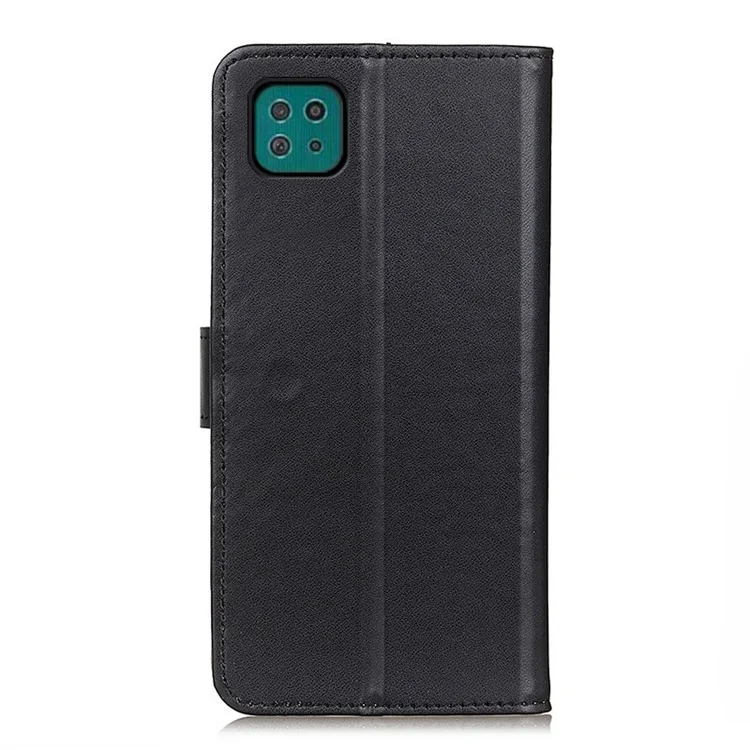 Full Protection Magnetic Clasp Design Leather Mobile Phone Wallet Stand Shell for Samsung Galaxy A22 5G (EU Version) - Black