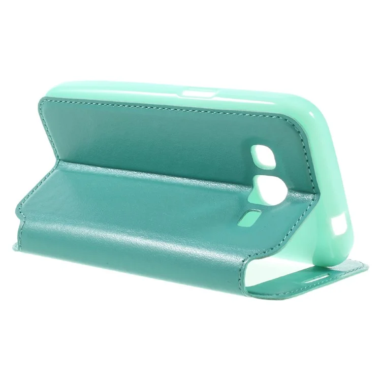 ROAR KOREA Window View Phone Leather Stand Case for Samsung Galaxy Core Prime SM-G360 - Cyan