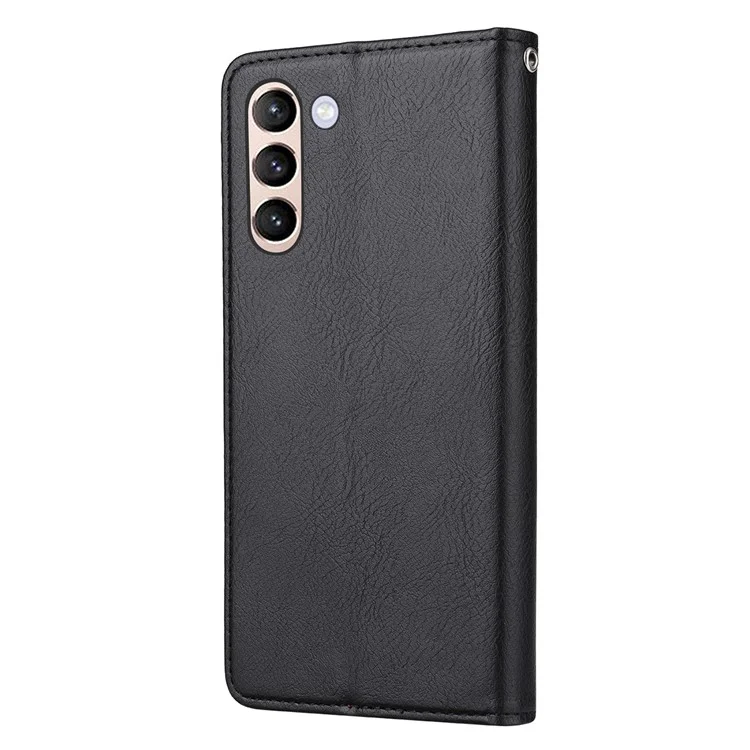 Stand De Portefeuille Autor Absorbé Le Cuir Protecteur De Téléphone Pour Samsung Galaxy S21 Fe - Noir