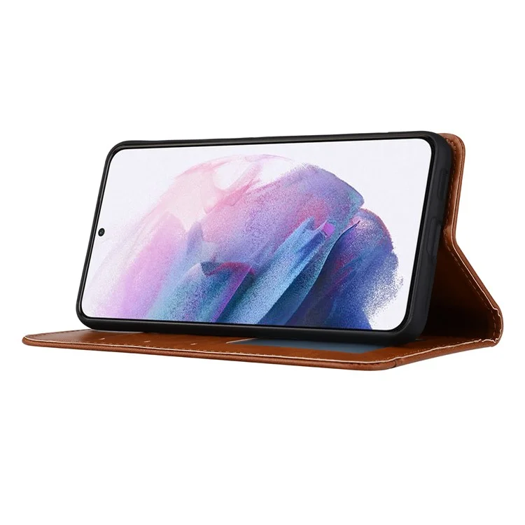 Stand De Portefeuille Autor Absorbé Le Cuir Protecteur De Téléphone Pour Samsung Galaxy S21 Fe - Noir