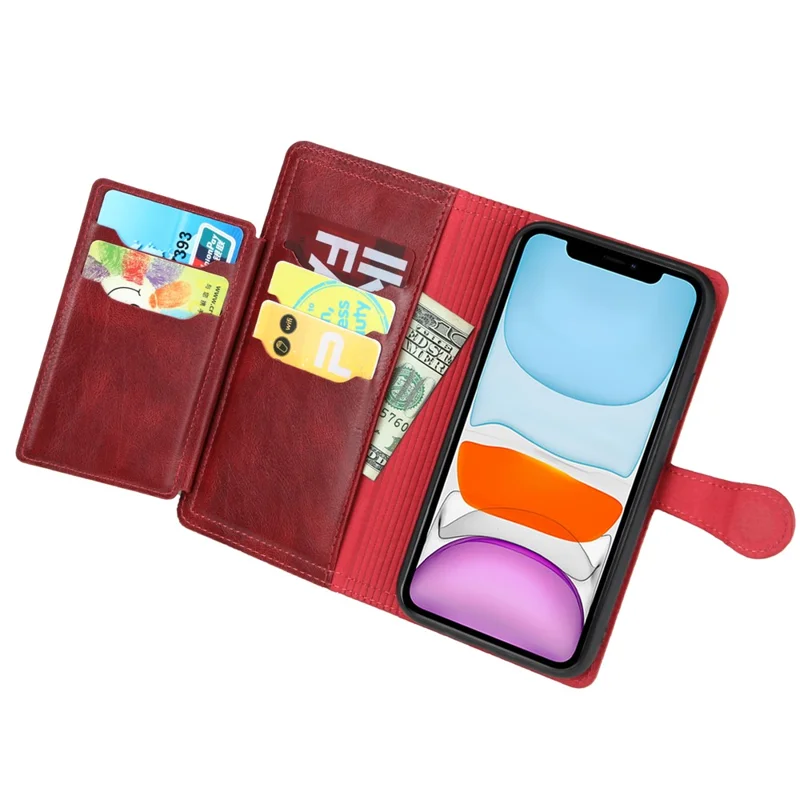 For Samsung Galaxy A52 5G/4G / A52s 5G Zipper Pocket Wallet Magnetic Closure Leather Cover - Red