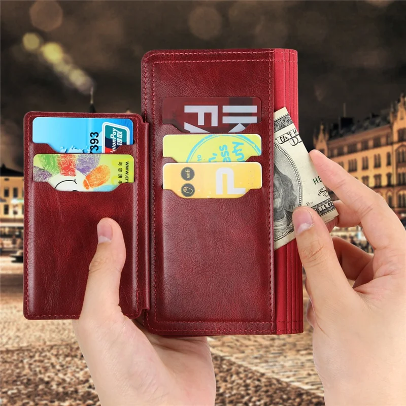For Samsung Galaxy A52 5G/4G / A52s 5G Zipper Pocket Wallet Magnetic Closure Leather Cover - Red